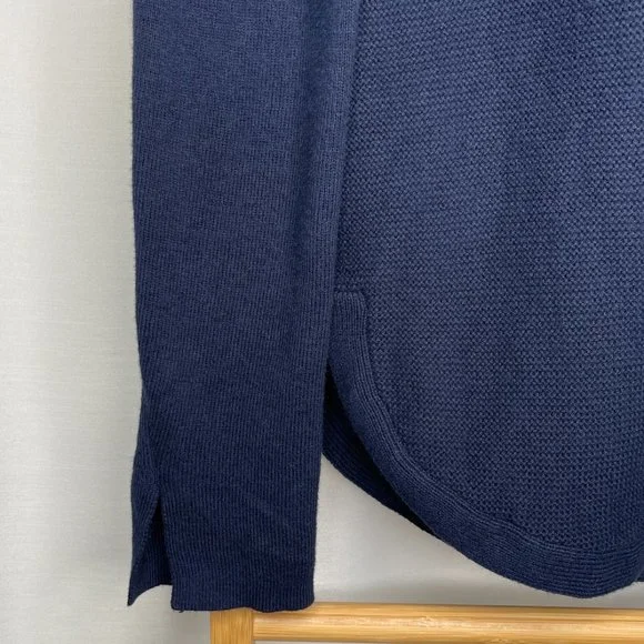 SOLD Witchery Blue Raglan Sleeve Knit Jumper Size S Cotton Wool Cashmere Long - Picture 6 of 11